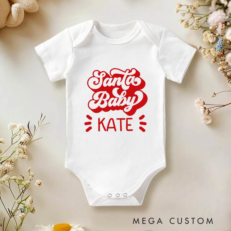 Personalized Christmas Rerto Santa Baby Super Baby Onesie Christmas Baby Gift