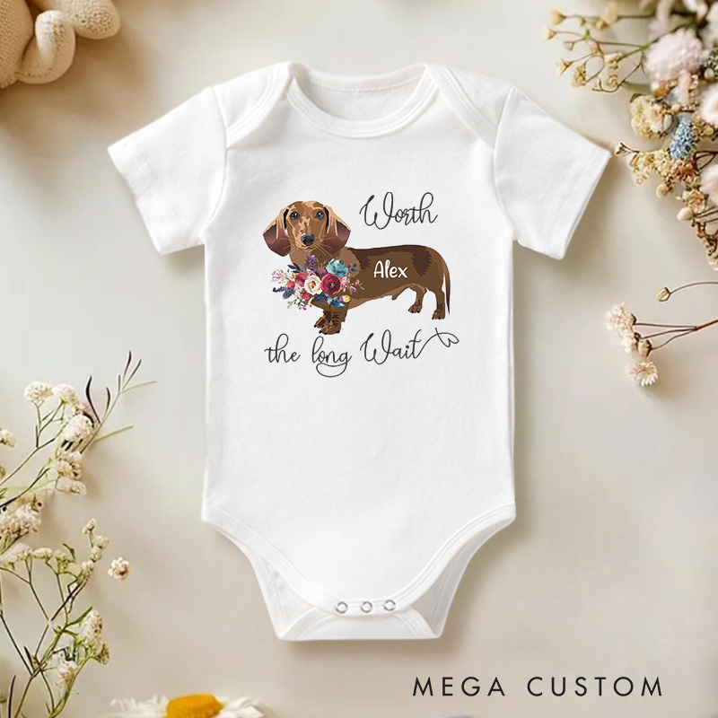 Personalized Worth the Long Wait Floral Accents for Dog Lovers and Pet Enthusiasts Baby Onesie