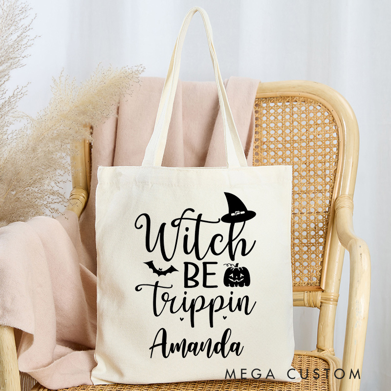 Personalized Witch be Trippin Tote Bag Gift for Traveling Lovers Halloween Gift for Travel Lover