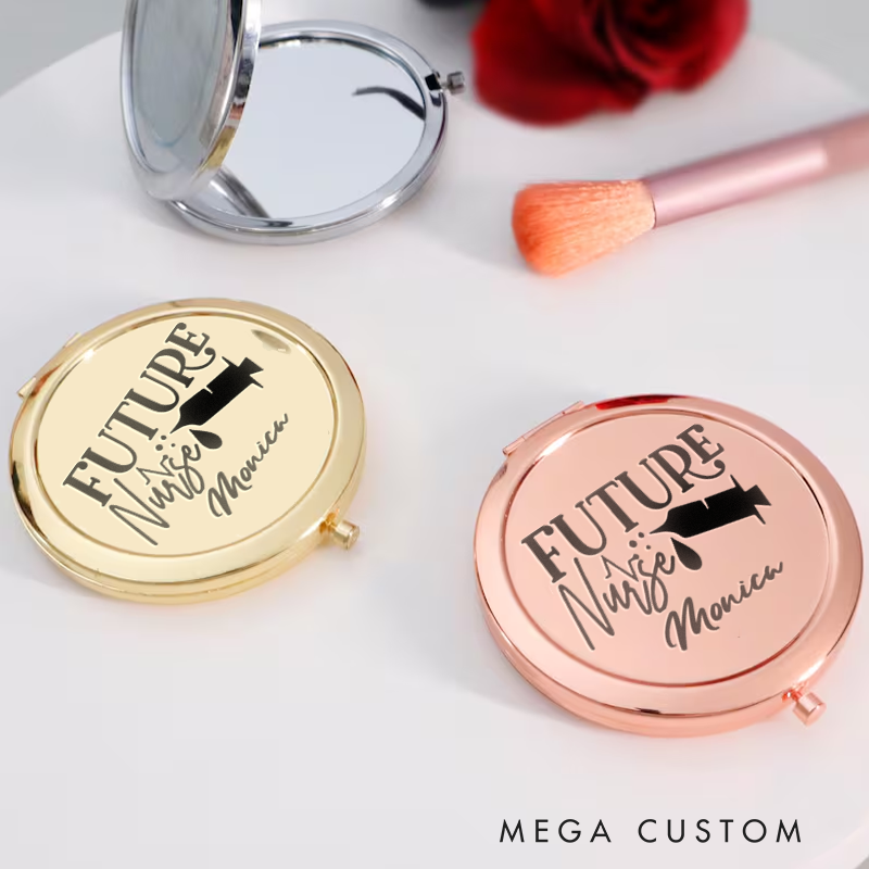 Personalized Nurse Compact Mirror Engraved Future Nurse Design Mirror Pocket Mirror For Her Nurse Appreciation Gift 
