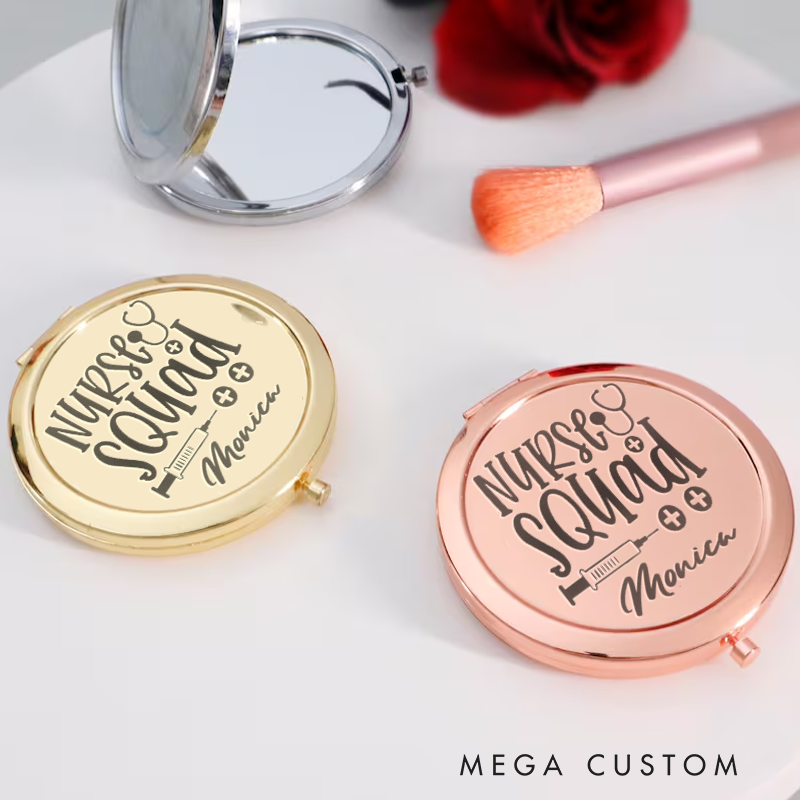 Personalized Nurse Compact Mirror Engraved Nurse Squad Design Mirror Pocket Mirror For Her Nurse Appreciation Gift 