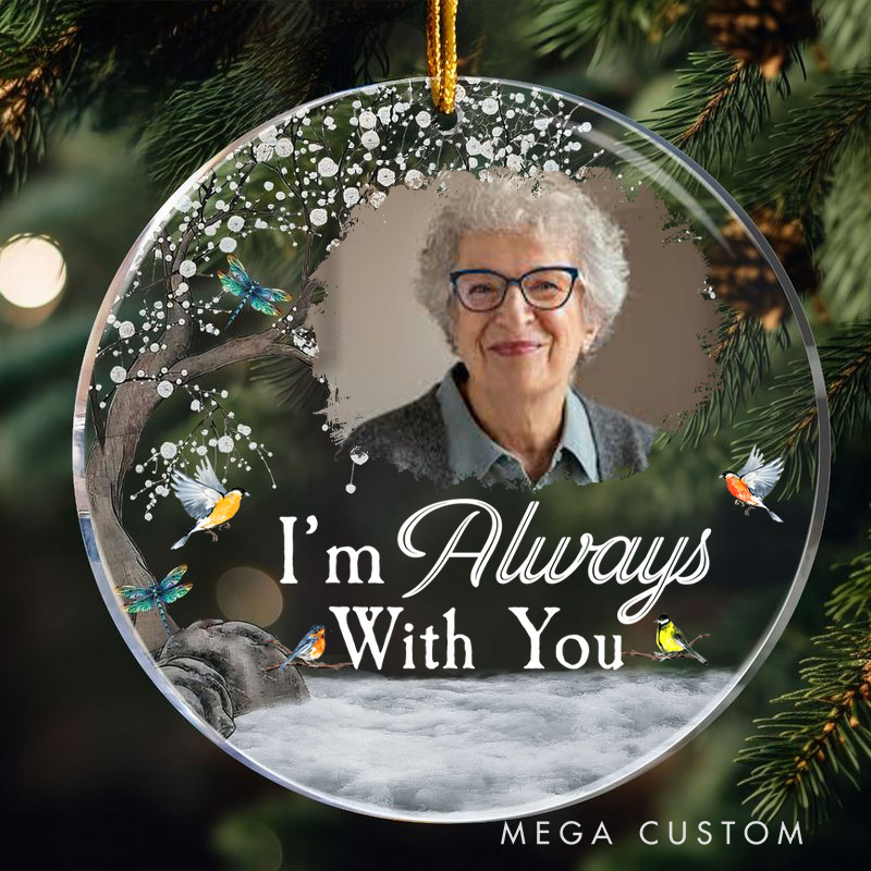 Personalized Memorial Ornament Customizable Photo Dragonfly Tree Im Always With You Memorial Gift