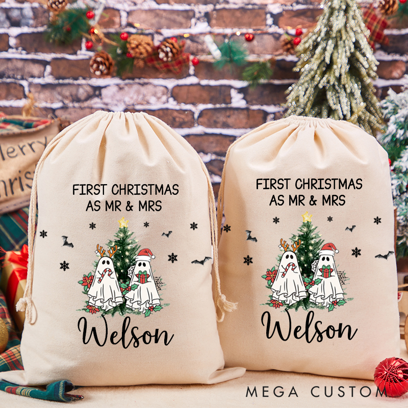 Personalized First Christmas As Mr and Mrs Santa Sack Christmas Santa Bag for Couple Christmas Gift Bag