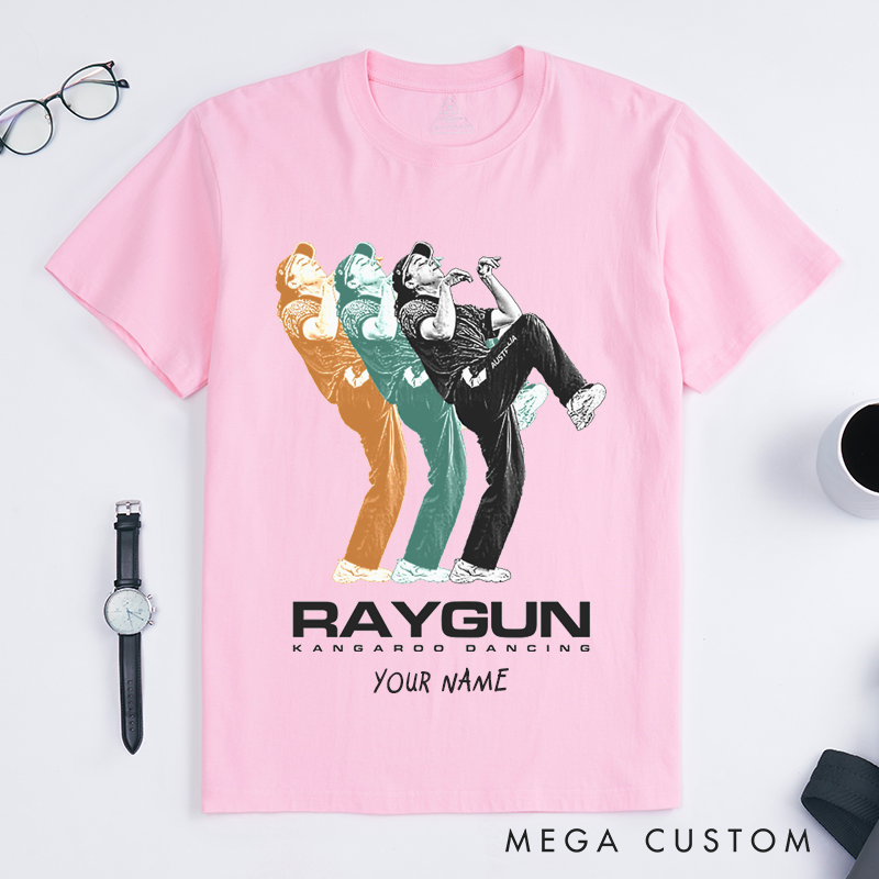 Personalized Kangaroo Dance T-Shirts Custom Name Retro Animal Dancing Graphic Unique Gift for Men Cool Australia Theme Tee for Dad Husband Brother