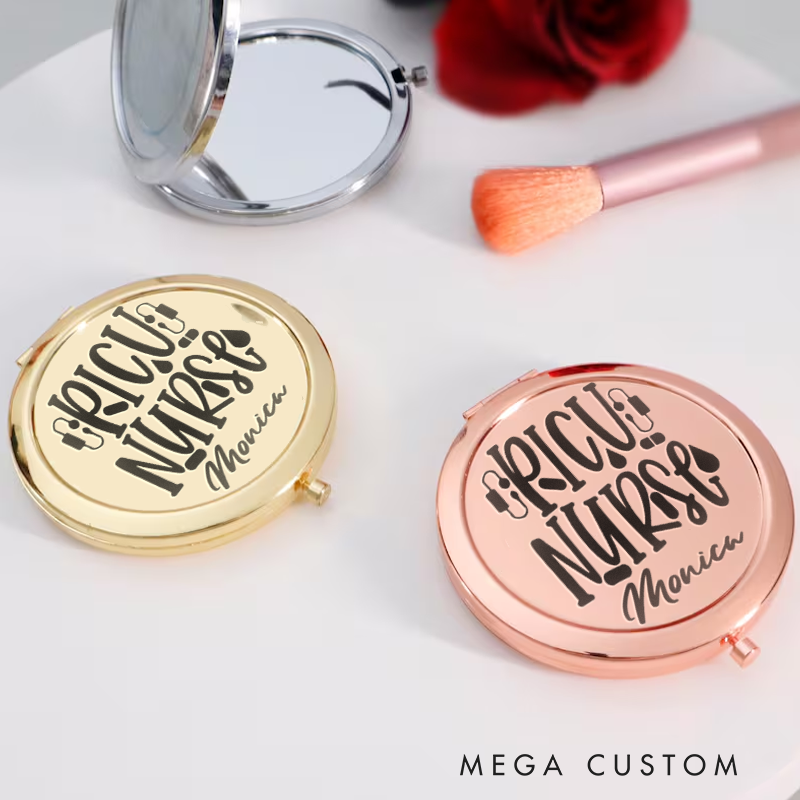 Personalized Nurse Compact Mirror Engraved NICU Nurse Design Mirror Pocket Mirror For Her Nurse Appreciation Gift 