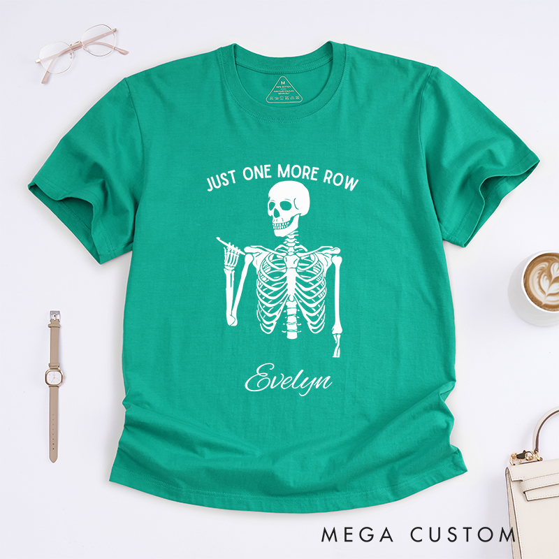 Personalized Just One More Row Classic T-Shirts for Crocheting Lovers Halloween Gift for Crocheter