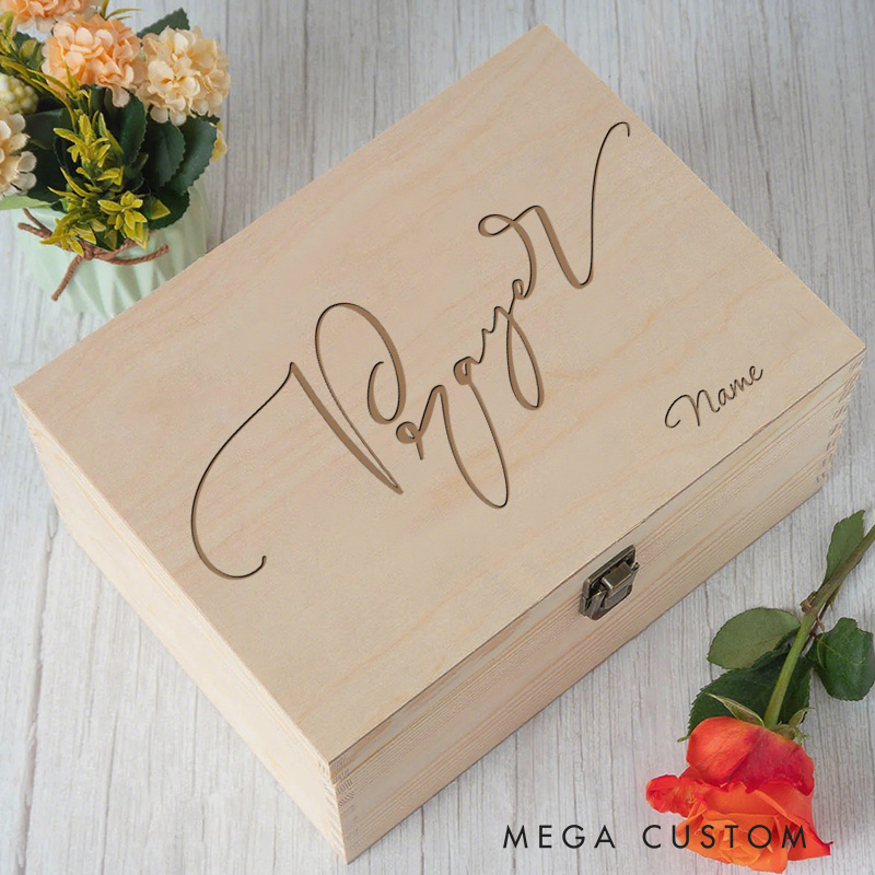 Personalized Prayer Wooden Keepsake Box with Name Religious Gift Birthday Gift for Christians