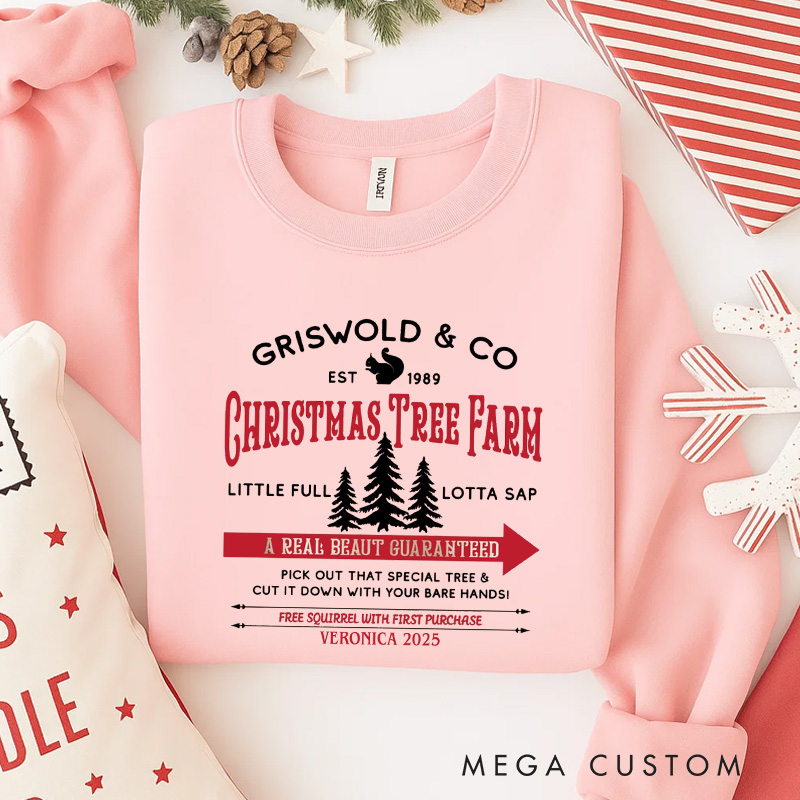 Personalized Christmas Tree Farm Movie Classic Sweatshirt Vintage Holiday Movies Crewneck Family Movie Shirt