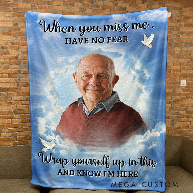 Personalized Memorial Photo Blanket When You Miss Me Remembrance Blanket in Loving Memory Blanket
