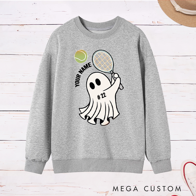  Personalized Ghost Tennis Sweatshirt with Custom Name and Number  