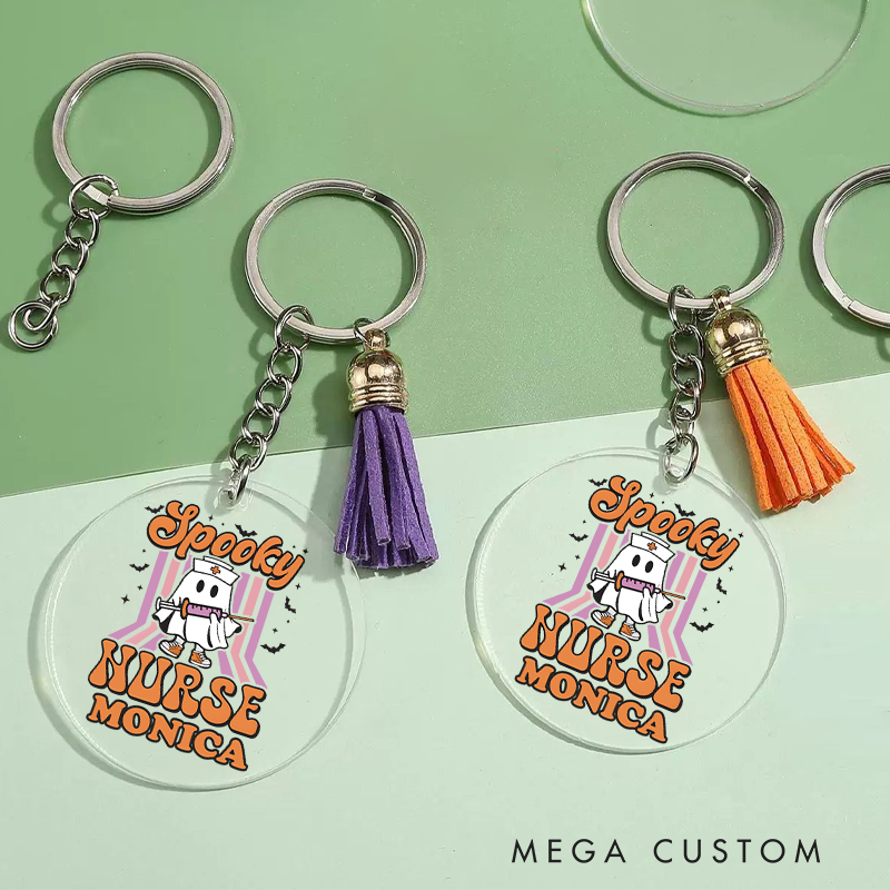 Personalised Acrylic Keychain for Nurse Customized Spooky Nurse Design Keychain Gift 