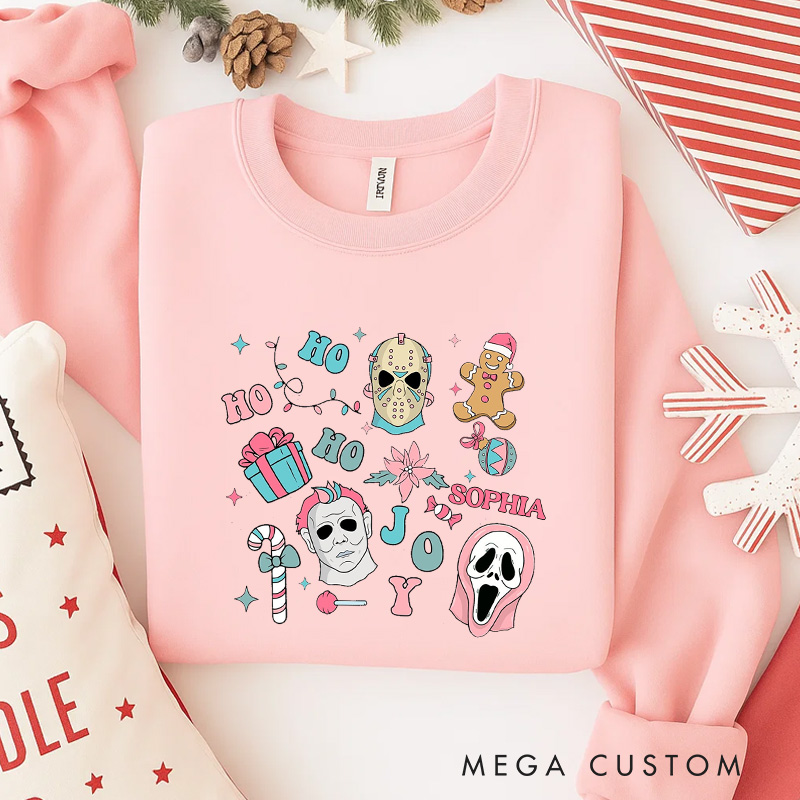 Personalized Horror Joy Christmas Classic Sweatshirt Retro Horror Film Series Crewneck Movie Holiday Shirt