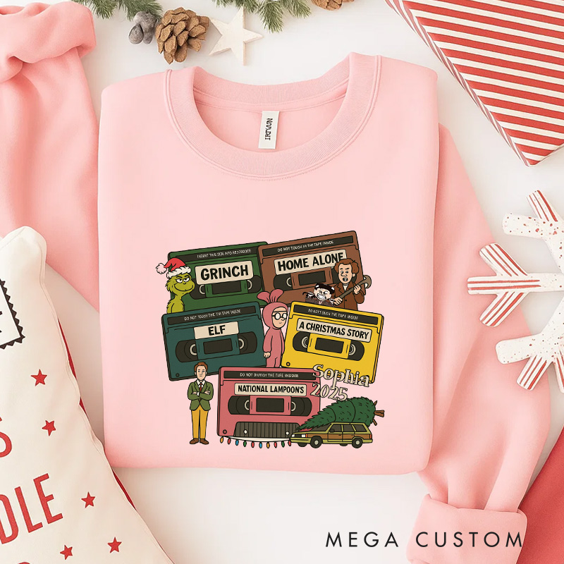 Personalized Christmas Videotapes Classic Sweatshirt Christmas Film Crewneck Movie Holiday Shirt
