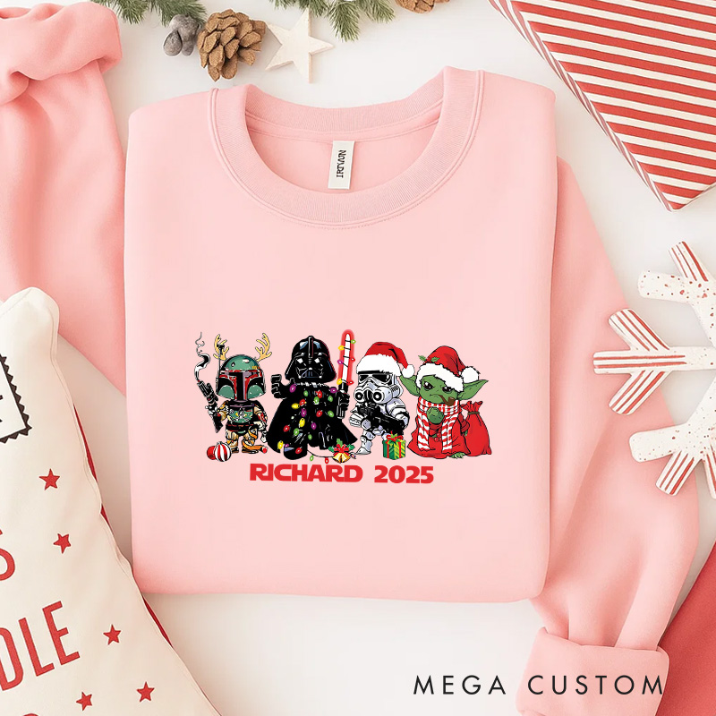 Personalized Star Crew Christmas Classic Sweatshirt Galaxy War Film Crewneck Movie Holiday Shirt