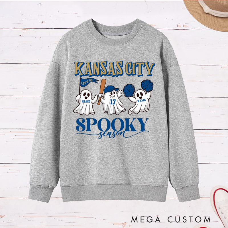 Personalized Kansas City Spooky Season Sweatshirt with Custom Text 