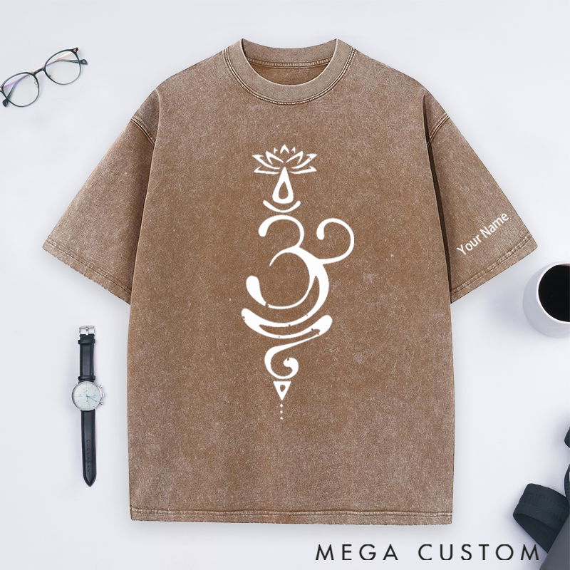 Personalized Yoga Teacher Washed T-Shirt with Elegant Line Art Design Perfect Gift for Yoga Lover and Daily Wear