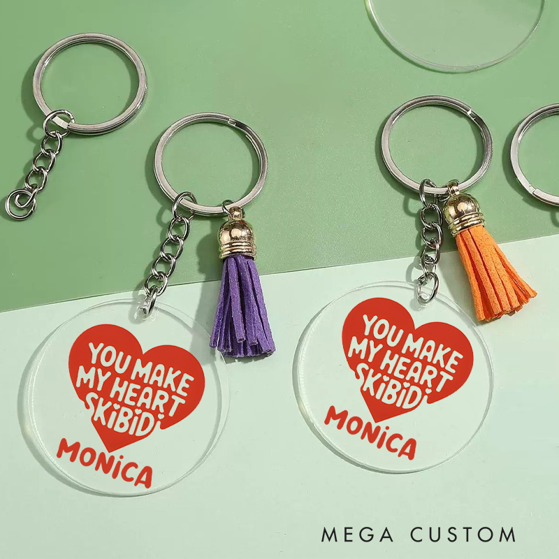 Personalized Acrylic Tassel Keychain for Nurse Customized You Make My Heart Skibidi Design Keychain Nurse Week Gift