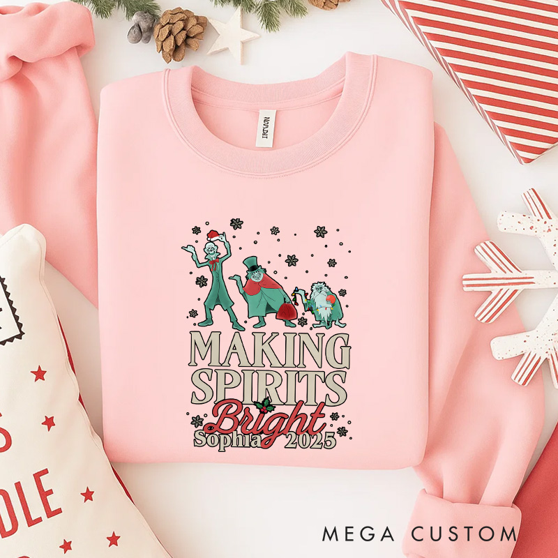 Personalized Making Spirits Bright Christmas Classic Sweatshirt Retro Horror Film Series Crewneck Movie Holiday Shirt