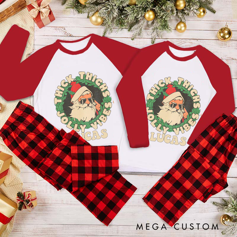 Personalized Couple Xmas Pajamas with Festive Santa Claus Christmas Matching Pjs for Fitness Enthusiasts Bodybuilders and Gym Lovers Husband Wife Boyfriend Girlfriend