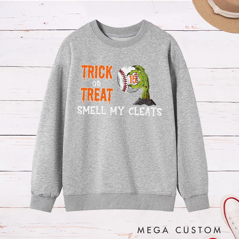 Personalized Trick or Treat Baseball Sweatshirt with Custom Text   