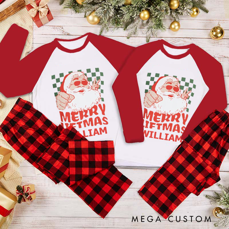 Personalized Couple Xmas Pajamas with Merry Liftmas Weightlifting Santa Christmas Matching Pjs for Fitness Enthusiasts Bodybuilders and Gym Lovers Husband Wife Boyfriend Girlfriend