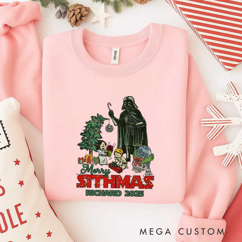 Personalized Retro Style Merry Sithmas Christmas Classic Sweatshirt Galaxy War Film Crewneck Movie Holiday Shirt