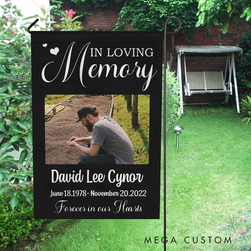 Personalized Memorial Garden Flag Custom Photo Name Date Flag Sympathy Flag Garden Flag Grave Decoration Funeral Service Flag