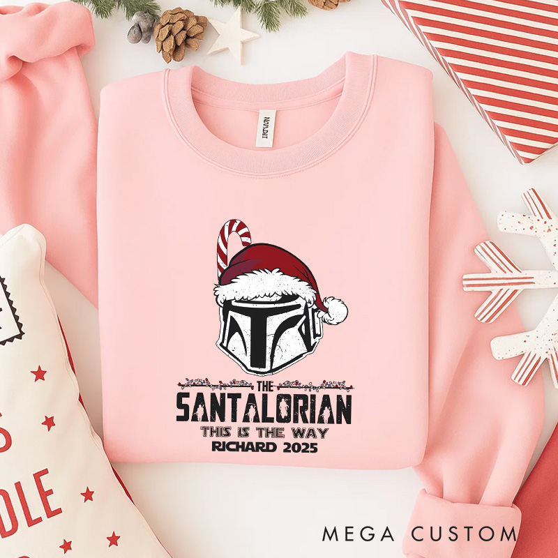 Personalized Santalorian Christmas Classic Sweatshirt Galaxy War Film Crewneck Movie Holiday Shirt