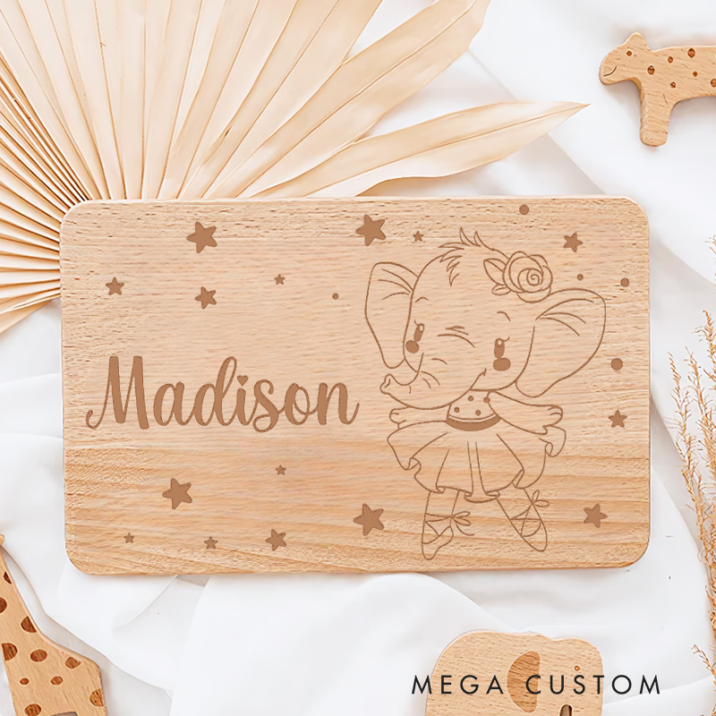 Personalized Elephant Ballerina with Stars Breakfast Board  Birthday Gifts