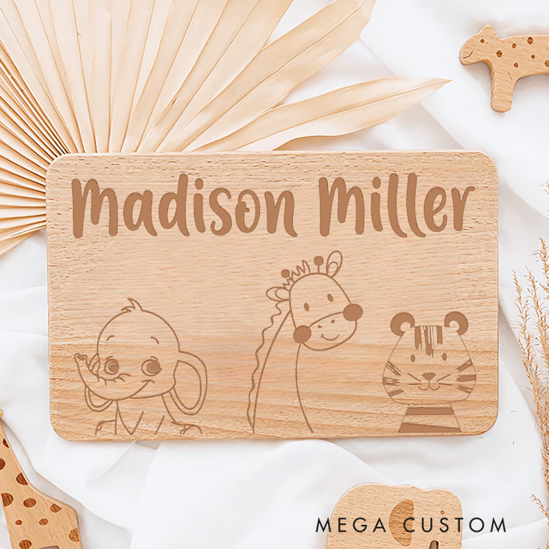 Personalized Tiger and Balloons Breakfast Board Birthday Gifts