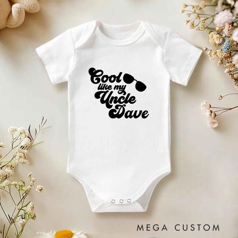 Personalized Cool Like My Uncle Fun and Stylish Design with Sunglasses Celebrating the Coolness of Family Bonds Baby Onesie