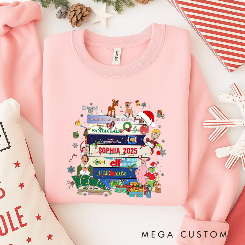 Personalized Retro Christmas Movies Classic Sweatshirt Christmas Film Crewneck Movie Holiday Shirt