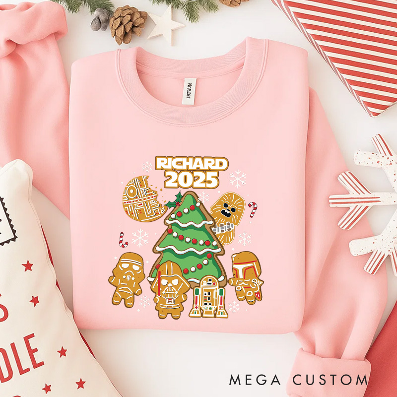 Personalized Star Gingerbread Christmas Classic Sweatshirt Galaxy War Film Crewneck Movie Holiday Shirt