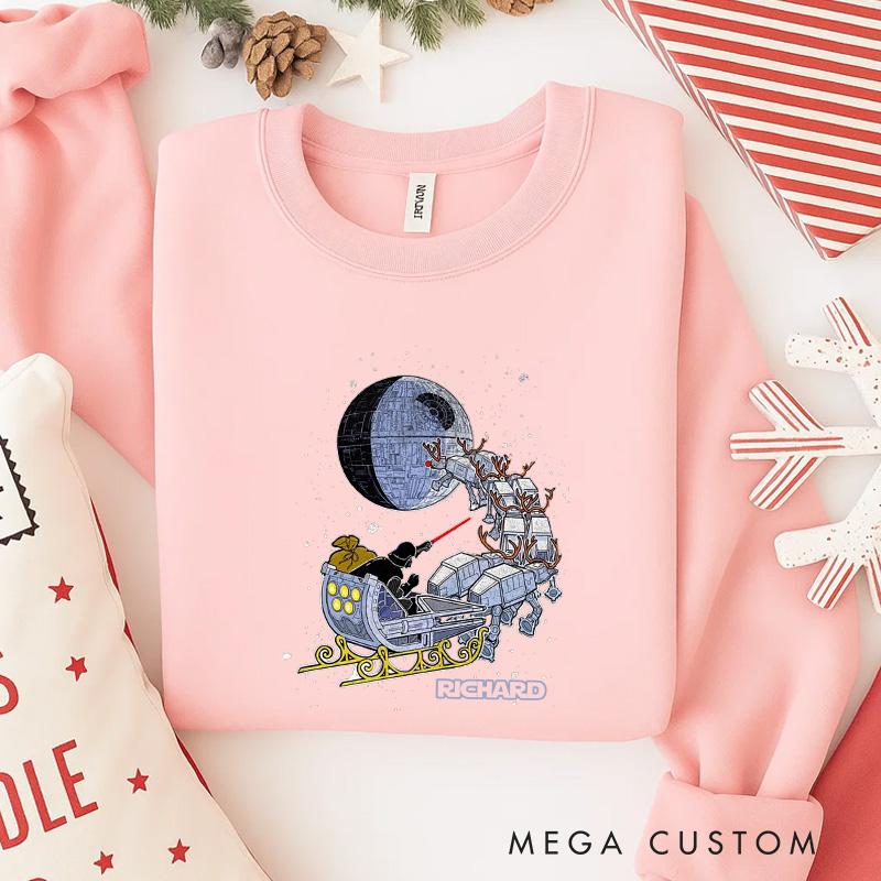 Personalized Star Sled Christmas Classic Sweatshirt Galaxy War Film Crewneck Movie Holiday Shirt