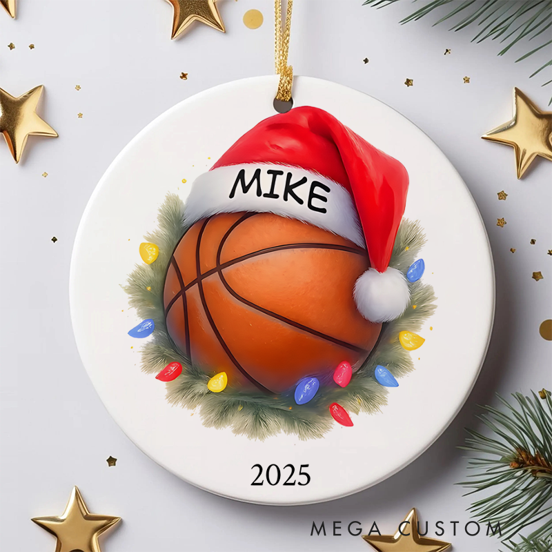 Personalized Basketball Christmas Ornament with Custom Name and Year
