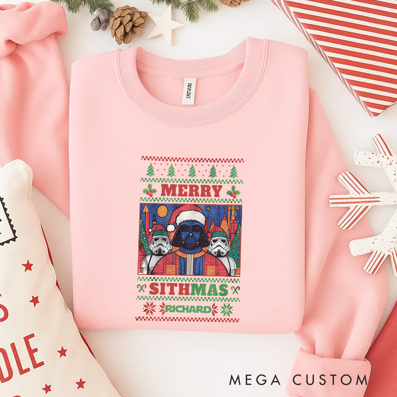 Personalized Sithmas Be with You Christmas Classic Sweatshirt Galaxy War Film Crewneck Movie Holiday Shirt
