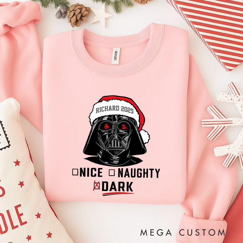 Personalized Being Naughty or Nice Christmas Classic Sweatshirt Galaxy War Film Crewneck Movie Holiday Shirt