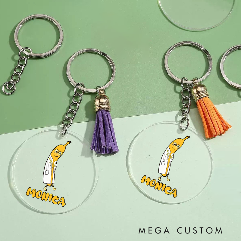 Personalized Acrylic Tassel Keychain for Nurse Customized Funny Banana Doctor Design Keychain Nurse Week Gift