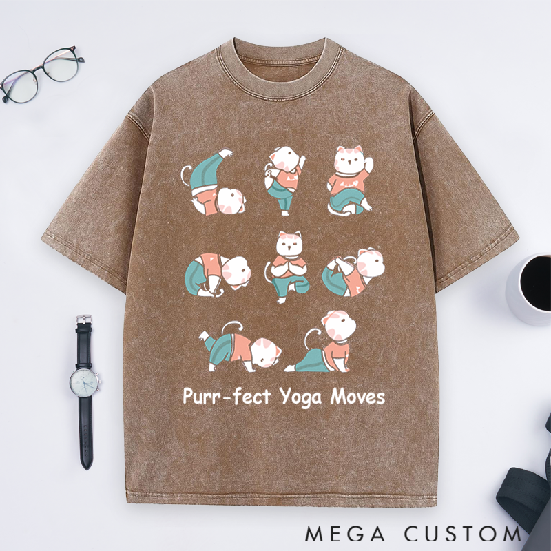 Personalized Yoga T-Shirt with Cute Cat Yoga Pose Design Perfect Gift for Yoga Lover and Cat Lover