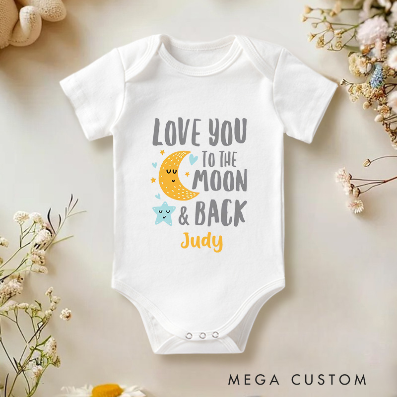 Personalized Love You to the Moon and Back Baby Onesie Birthday Gift for Baby