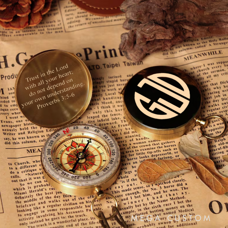 Personalized God Bible Verse Luminous Compass with Text Religious Gift First Communion Gift