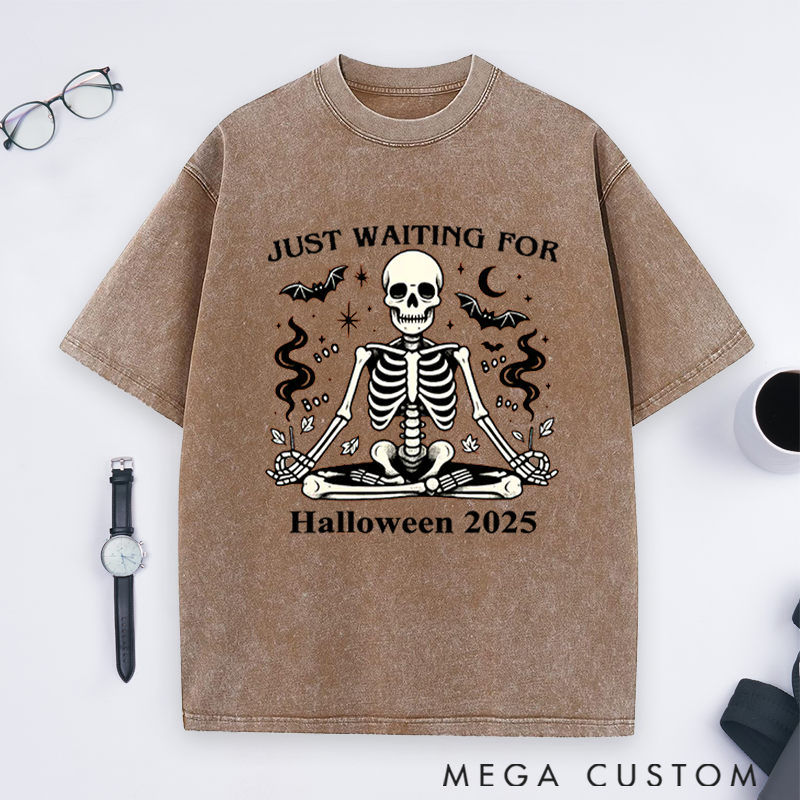 Personalized Funny Halloween Yoga T-Shirt with Skeleton Meditation Design Perfect Gift for Yoga Lover and Halloween