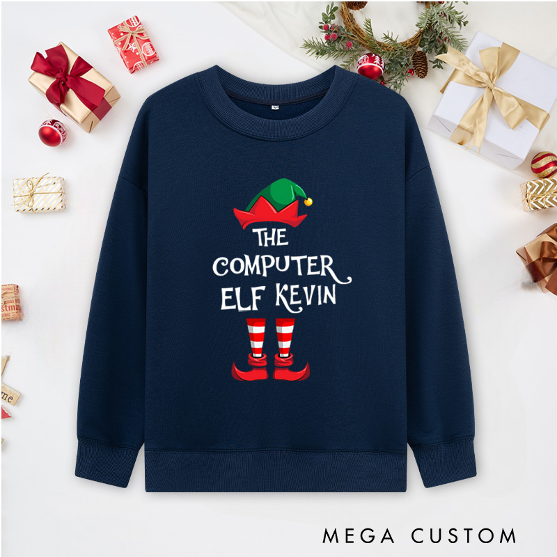 Personalized the Computer Elf Christmas Sweatshirts Programmer Technology Lovers Sweatshirts Christmas Gift for Geek