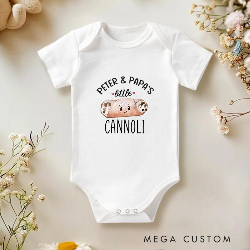 Personalized Someone & Papa's Little Cannoli Cute and Playful Dessert for Family and Food Lovers Baby Onesie