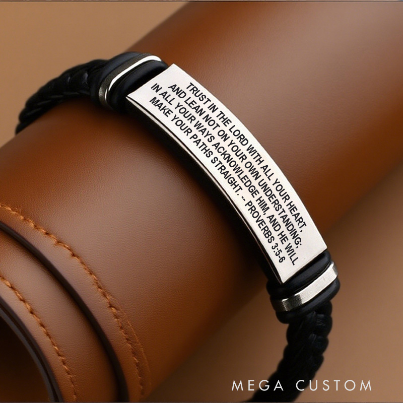 Personalized Engraved Scripture Bracelet Religious Jewelry Bible Verse Bracelet Christian Gift for Him Men