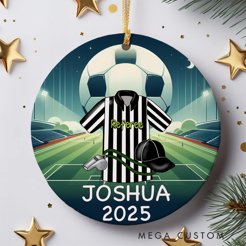 Personalized Soccer Referee Ornament with Custom Name and Year