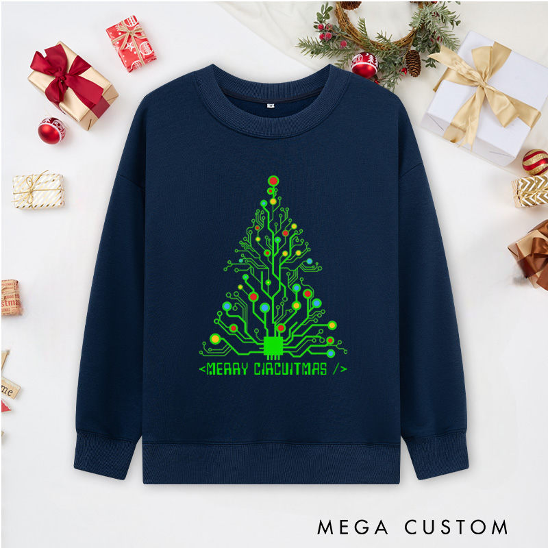 Personalized Merry Circuitmas Classic Sweatshirts Programmer Computer Technology Lovers Sweatshirts Christmas Gift for Geek