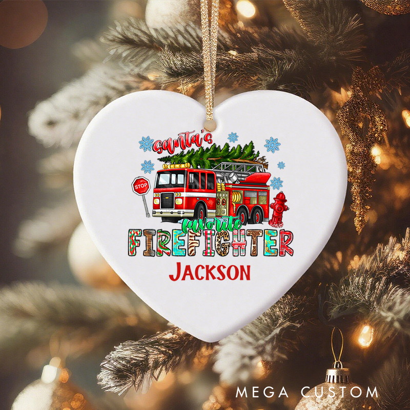 Personalized Firefighter Christmas Ornament Fire Truck Holiday Gift for Firefighter