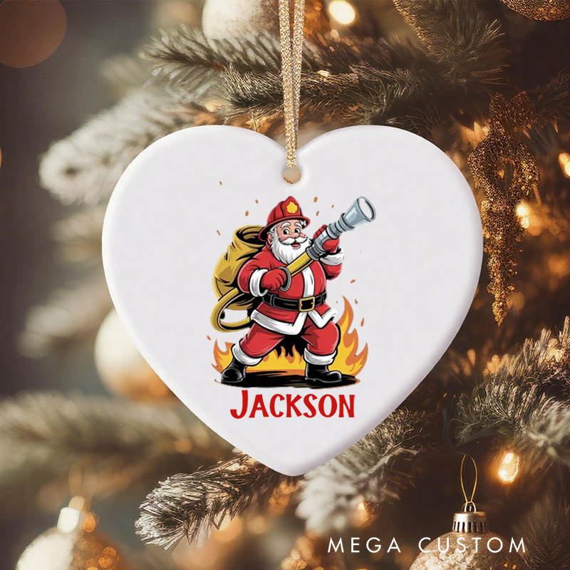 Personalized Firefighter Christmas Ornament Santa Firefighter Design Gift