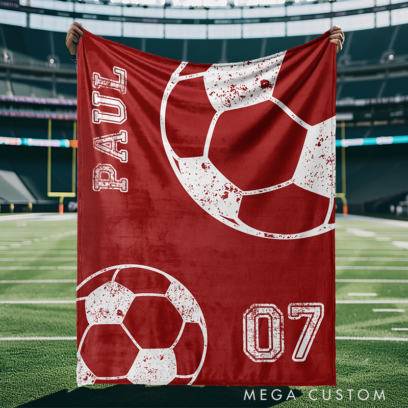 Personalized Athletic Blanket Distressed Baseball Design with Custom Name and Number  